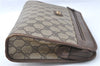 Authentic GUCCI Clutch Hand Bag Purse GG PVC Leather Brown Junk J1876