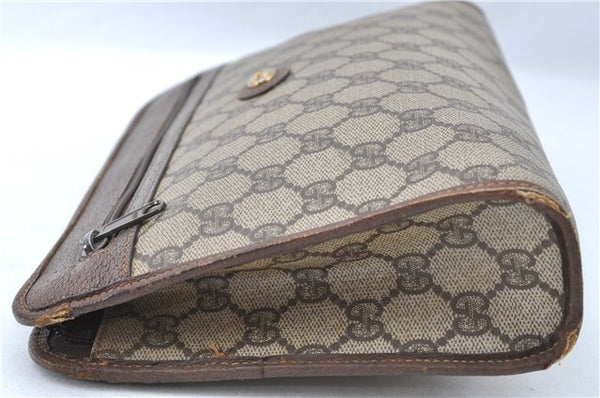 Authentic GUCCI Clutch Hand Bag Purse GG PVC Leather Brown Junk J1876