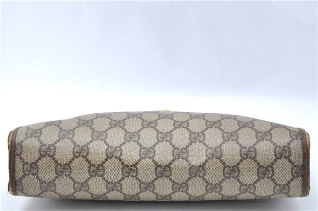 Authentic GUCCI Clutch Hand Bag Purse GG PVC Leather Brown Junk J1876