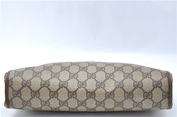 Authentic GUCCI Clutch Hand Bag Purse GG PVC Leather Brown Junk J1876