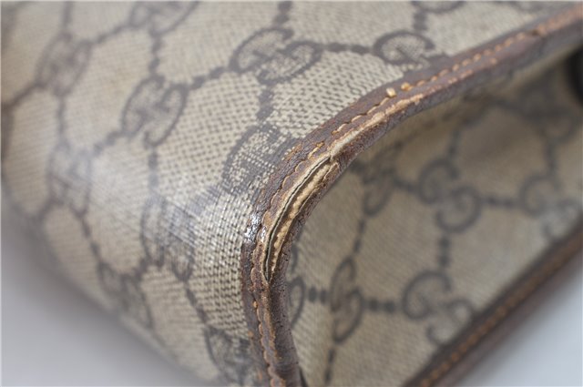 Authentic GUCCI Clutch Hand Bag Purse GG PVC Leather Brown Junk J1876