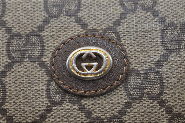 Authentic GUCCI Clutch Hand Bag Purse GG PVC Leather Brown Junk J1876