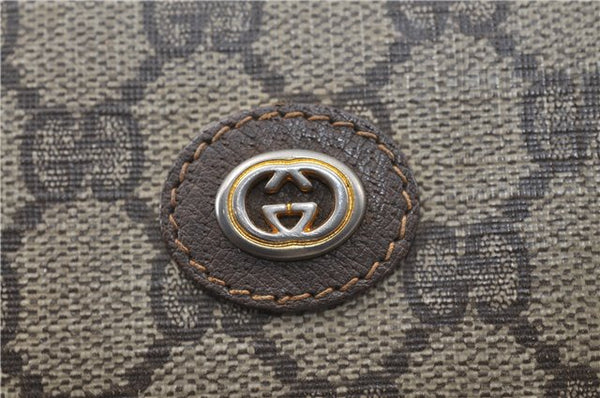 Authentic GUCCI Clutch Hand Bag Purse GG PVC Leather Brown Junk J1876