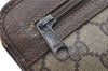 Authentic GUCCI Clutch Hand Bag Purse GG PVC Leather Brown Junk J1876
