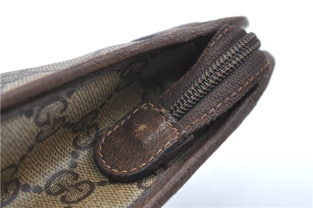 Authentic GUCCI Clutch Hand Bag Purse GG PVC Leather Brown Junk J1876