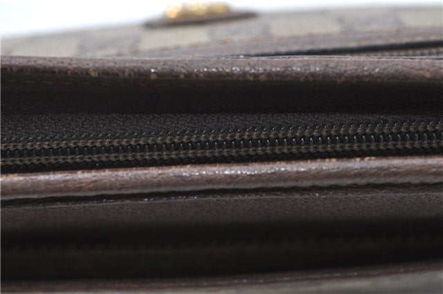 Authentic GUCCI Clutch Hand Bag Purse GG PVC Leather Brown Junk J1876