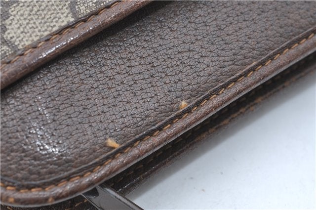 Authentic GUCCI Clutch Hand Bag Purse GG PVC Leather Brown Junk J1876