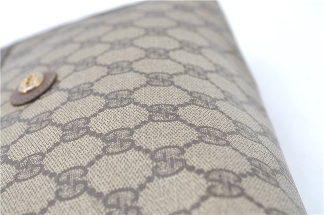 Authentic GUCCI Clutch Hand Bag Purse GG PVC Leather Brown Junk J1876