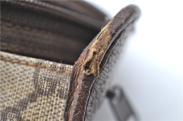 Authentic GUCCI Clutch Hand Bag Purse GG PVC Leather Brown Junk J1876