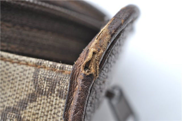 Authentic GUCCI Clutch Hand Bag Purse GG PVC Leather Brown Junk J1876