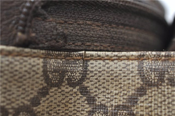 Authentic GUCCI Clutch Hand Bag Purse GG PVC Leather Brown Junk J1876