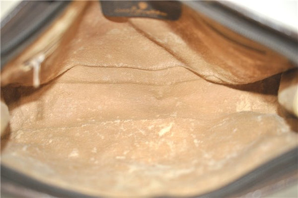 Authentic GUCCI Clutch Hand Bag Purse GG PVC Leather Brown Junk J1876