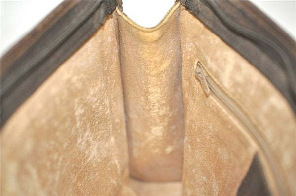 Authentic GUCCI Clutch Hand Bag Purse GG PVC Leather Brown Junk J1876