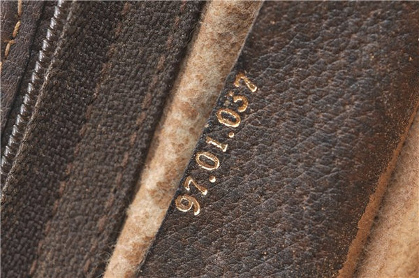 Authentic GUCCI Clutch Hand Bag Purse GG PVC Leather Brown Junk J1876