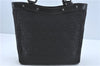 Authentic Ferragamo Gancini Logo Canvas Leather Shoulder Tote Bag Black J1877