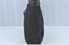 Authentic Ferragamo Gancini Logo Canvas Leather Shoulder Tote Bag Black J1877