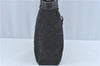 Authentic Ferragamo Gancini Logo Canvas Leather Shoulder Tote Bag Black J1877