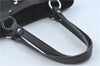 Authentic Ferragamo Gancini Logo Canvas Leather Shoulder Tote Bag Black J1877