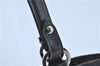Authentic Ferragamo Gancini Logo Canvas Leather Shoulder Tote Bag Black J1877