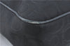 Authentic Ferragamo Gancini Logo Canvas Leather Shoulder Tote Bag Black J1877