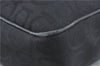 Authentic Ferragamo Gancini Logo Canvas Leather Shoulder Tote Bag Black J1877