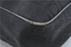Authentic Ferragamo Gancini Logo Canvas Leather Shoulder Tote Bag Black J1877