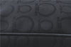 Authentic Ferragamo Gancini Logo Canvas Leather Shoulder Tote Bag Black J1877