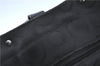 Authentic Ferragamo Gancini Logo Canvas Leather Shoulder Tote Bag Black J1877