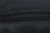 Authentic Ferragamo Gancini Logo Canvas Leather Shoulder Tote Bag Black J1877