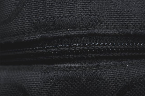 Authentic Ferragamo Gancini Logo Canvas Leather Shoulder Tote Bag Black J1877