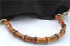 Authentic GUCCI Bamboo 2Way Shoulder Hand Bag Purse Suede Leather Black J1878