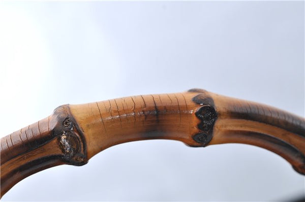 Authentic GUCCI Bamboo 2Way Shoulder Hand Bag Purse Suede Leather Black J1878