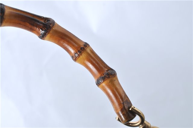 Authentic GUCCI Bamboo 2Way Shoulder Hand Bag Purse Suede Leather Black J1878