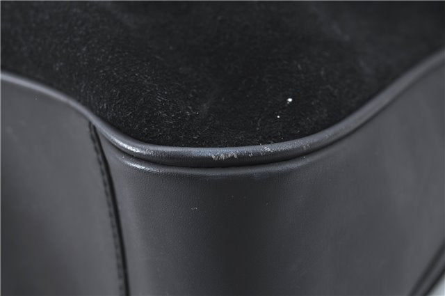 Authentic GUCCI Bamboo 2Way Shoulder Hand Bag Purse Suede Leather Black J1878