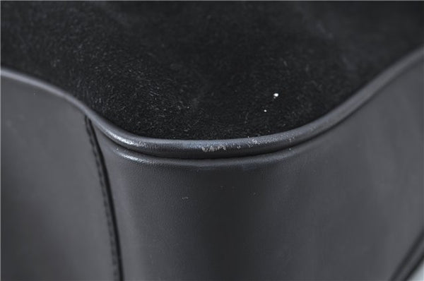 Authentic GUCCI Bamboo 2Way Shoulder Hand Bag Purse Suede Leather Black J1878