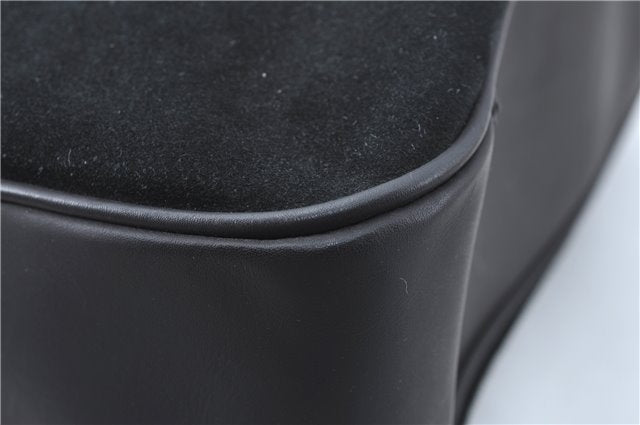 Authentic GUCCI Bamboo 2Way Shoulder Hand Bag Purse Suede Leather Black J1878