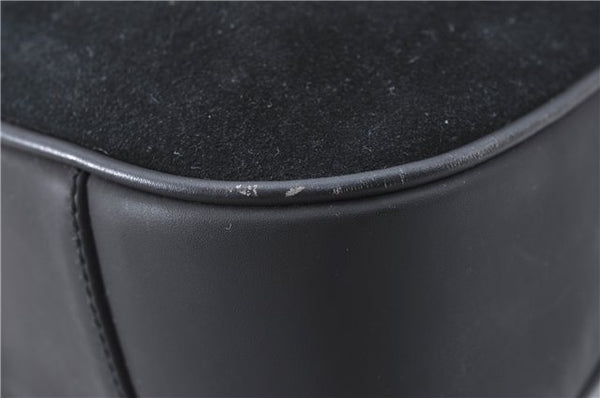 Authentic GUCCI Bamboo 2Way Shoulder Hand Bag Purse Suede Leather Black J1878