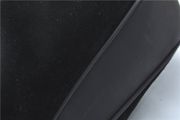 Authentic GUCCI Bamboo 2Way Shoulder Hand Bag Purse Suede Leather Black J1878