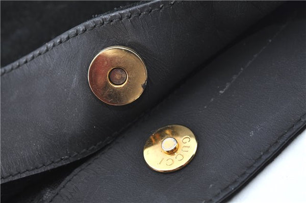 Authentic GUCCI Bamboo 2Way Shoulder Hand Bag Purse Suede Leather Black J1878