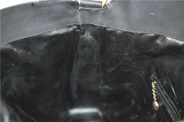 Authentic GUCCI Bamboo 2Way Shoulder Hand Bag Purse Suede Leather Black J1878