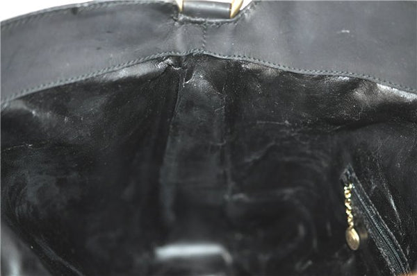 Authentic GUCCI Bamboo 2Way Shoulder Hand Bag Purse Suede Leather Black J1878