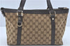 Authentic GUCCI Abbey Shoulder Tote Bag GG Canvas Leather 141470 Brown J1879
