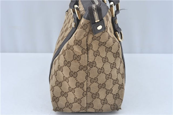 Authentic GUCCI Abbey Shoulder Tote Bag GG Canvas Leather 141470 Brown J1879