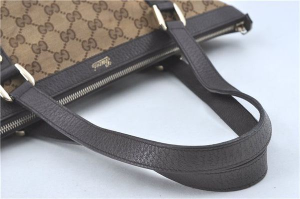 Authentic GUCCI Abbey Shoulder Tote Bag GG Canvas Leather 141470 Brown J1879