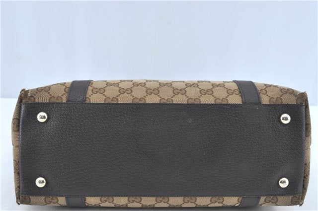 Authentic GUCCI Abbey Shoulder Tote Bag GG Canvas Leather 141470 Brown J1879