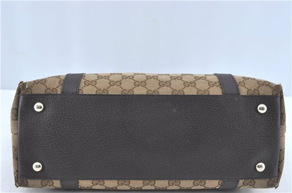 Authentic GUCCI Abbey Shoulder Tote Bag GG Canvas Leather 141470 Brown J1879