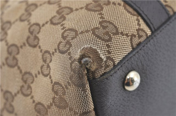 Authentic GUCCI Abbey Shoulder Tote Bag GG Canvas Leather 141470 Brown J1879