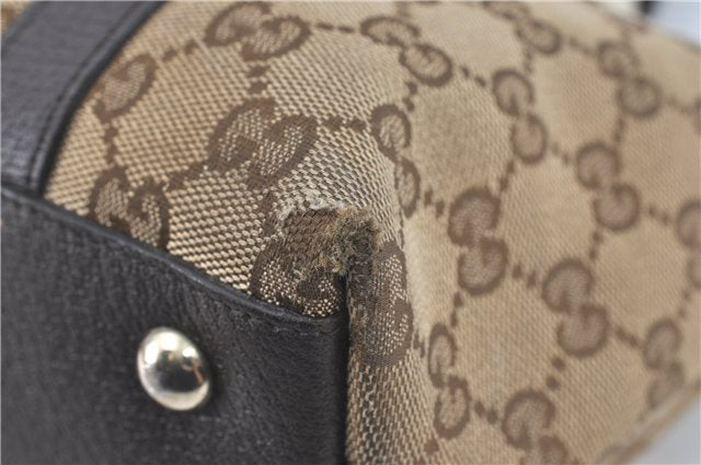 Authentic GUCCI Abbey Shoulder Tote Bag GG Canvas Leather 141470 Brown J1879