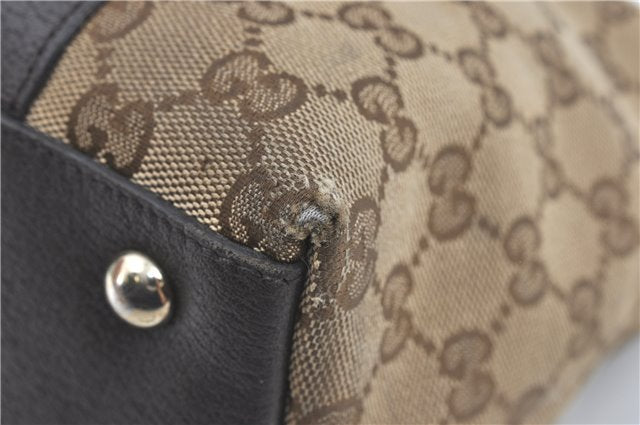 Authentic GUCCI Abbey Shoulder Tote Bag GG Canvas Leather 141470 Brown J1879