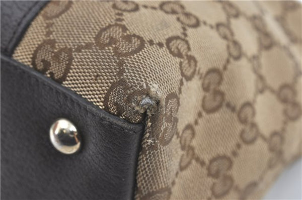 Authentic GUCCI Abbey Shoulder Tote Bag GG Canvas Leather 141470 Brown J1879